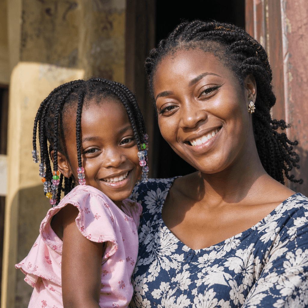 Mother and daughter smiling together